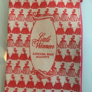 Out of Print Little Women Red and Cream Clutch